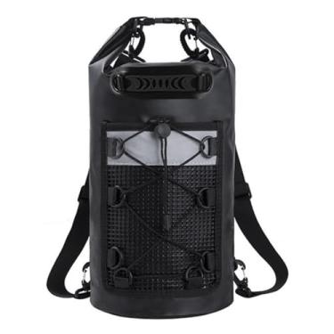 Imagem de Mochila de praia à prova d'água, bolsa tipo balde para acampamento e natação (Preto, 30L)