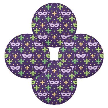 Imagem de Wassud Jogo americano conjunto de 4 tapetes de mesa redondos de carnaval para cozinha e jantar tapetes laváveis resistentes ao calor para decoração de mesa 39 cm