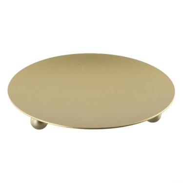 Imagem de Suporte de vela de placa de ferro inquebrável 7 x 7 x 1 5 cm placa decorativa sem ferrugem com design de três pernas para luz de chá ou velas votivas, base estável para sala de jantar, escritório