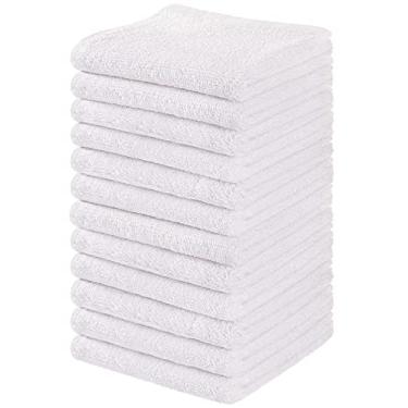 Imagem de T & L Towel and Linen Mart - Conjunto de Pano de Lavagem - Toalhas de Banho de Flanela, Super Macias e Altamente Absorventes - Branco (Pacote com 12)