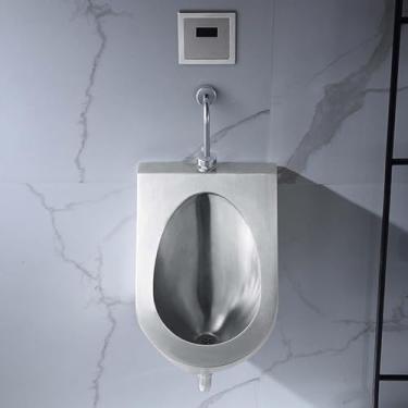 Imagem de pcagfaajmh Mictório de descarga comercial masculino, mictório de aço inoxidável adulto de alta eficiência, mictório de indução automática montado na parede para casa/hotel/bar/aeroporto