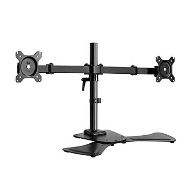 Imagem de Suporte de montagem de monitor duplo para monitor de altura ajustável, suporte de mesa pesado de 43.2 cm-27 polegadas, suporta até 8 kg, suporte de base padrão e suporte para monitor widescreen