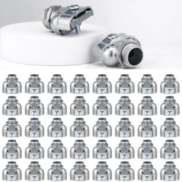 Imagem de Tandefio 48 peças de conector duplex de metal de conduíte flexível de 90 graus para cabo revestido flexível/AC/NM, conector de caixa duplex flexível de 90 graus, braçadeira fundida de zinco