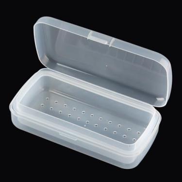 Imagem de Caixa de esterilização de ferramentas de unha bandeja de esterilização de plástico para acessórios de arte de unhas, caixa de imersão de recipiente desinfetante com coador, pedicure, equipamento de