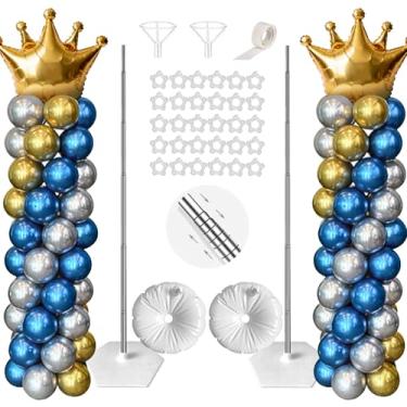 Imagem de Conjunto de 2 kits de suporte de coluna de balões ajustáveis, 203 cm, pilar de torre de balões com estrutura telescópica de metal reutilizável para casamento, aniversário, chá de bebê, decoração de