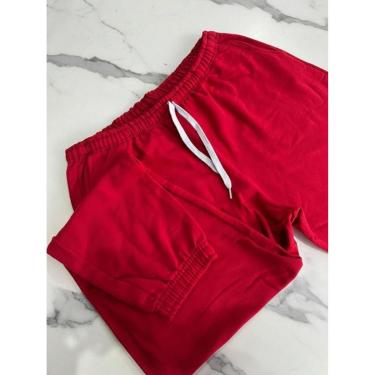 Imagem de Calça de Moletom Masculino Plus Size Jogger Tecido Flanelado com Bolso Vermelho-Masculino