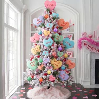 Imagem de Vertintong 34 peças de decorações de árvore de dia dos namorados, 20 enfeites de palitos de coração extra grandes, 12 palhetas de bola pastel e 2 envelopes de dia dos namorados, enfeites de dia dos