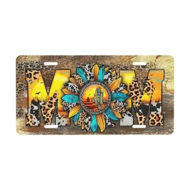 Imagem de Placa de carro decorativa Desert Mom. Placa de metal para carro. Placa de alumínio Noverlty à prova d'água Colorfast 30 x 15 cm