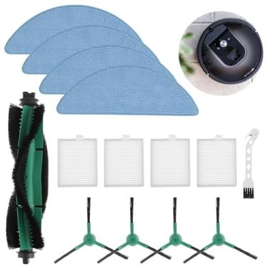Imagem de Acessórios de peças de reposição para aspirador de pó robô, peças de substituição fáceis de usar com 4 filtros, 1 escova principal, escova de 4 bordas, 4 panos, 1 escova de cabeça de ganso compatível
