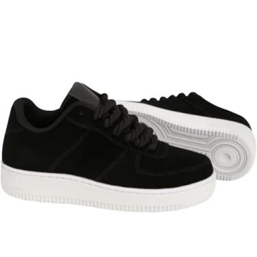 Imagem de Tênis Unissex Casual Estilo Air Force, Preto e Branco, Cano Baixo, Urbano, Tamanhos 35 ao 43 (BR, Adulto, Numérico, 35)