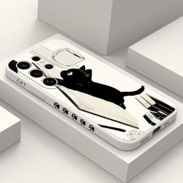 Imagem de Gencyfu Capa para celular 2026 ultrafina elegante e resistente a arranhões com forro de microfibra de silicone macio, arroz de gato branco