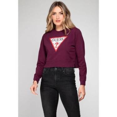 Imagem de Blusa de Moletom Guess Triang Trad Desgastado Uva-Feminino