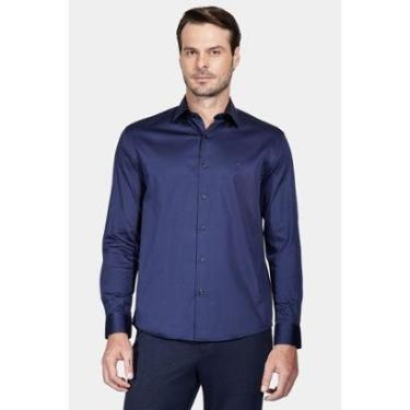 Imagem de Camisa Aramis Manga Longa Slim Cetim Com Elastano Marinho-Masculino