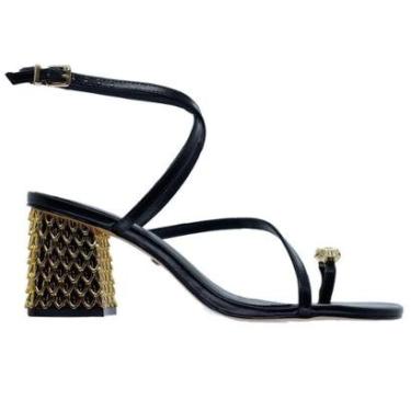 Imagem de Sandália Salto Médio Feminina Arezzo A13889 Preta-Feminino