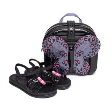 Imagem de Sandália Infantil Grendene Barbie Fly com Mochila Preto-Feminino
