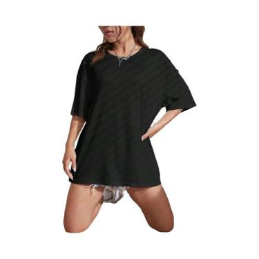 Imagem de Camiseta De Fitness Feminina De Algodão De Manga Curta Em Cor Sólida, 