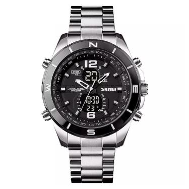 Imagem de Relógio Masculino Skmei Anadigi 1670 - Prata E Preto