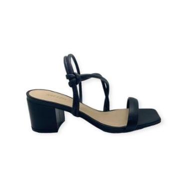 Imagem de Sandalia Feminina Arezzo Tiras Salto Medio Bloco Preto-Feminino