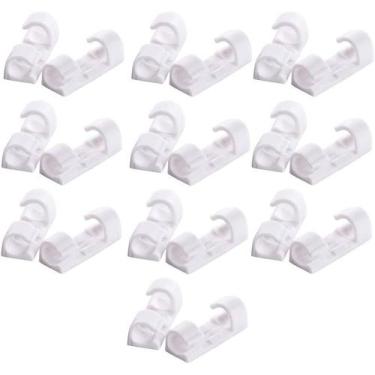 Imagem de Clip Fixador Organizador de Cabos Fios 20 Peças Autoadesivo Transparen