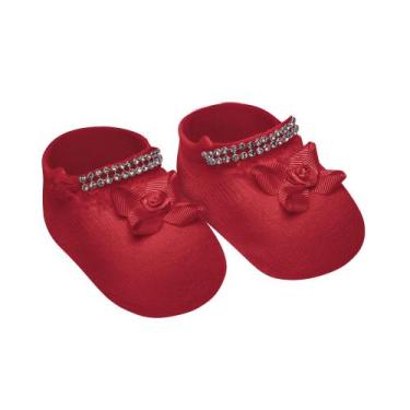 Imagem de Meia Sapatinho Bebê Recém Nascido detalhe em Strass Selene1003, RN, Ve