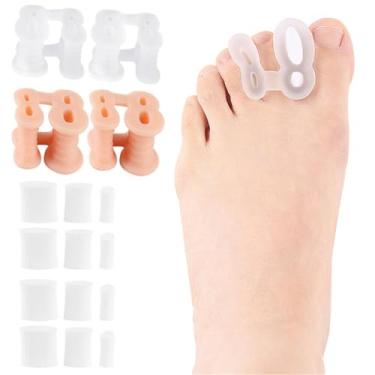 Imagem de Separadores de dedos para joanetes, 2 pares de espaçadores ajustáveis de dedo em gel e alisador de dedo do pé para mulheres e homens, corretor de joanete elástico para dedos sobrepostos e alivia a dor