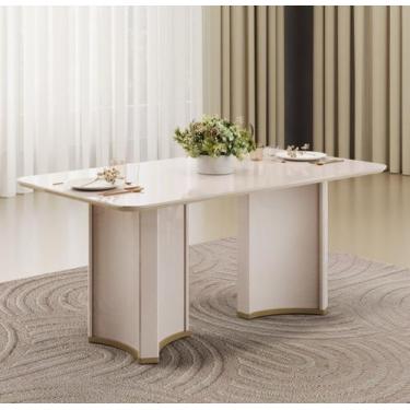 Imagem de Mesa para Sala de Jantar 180cm Tampo Retangular com Vidro Liz - Dj Móv