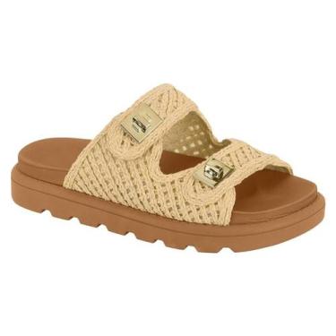 Imagem de Chinelo Feminino Papete Boho Tira Croche Vizzano 6510119, Natural, 36