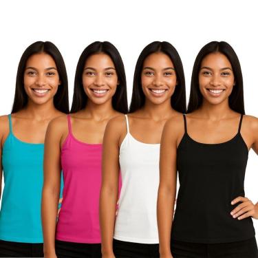 Imagem de Kit 4 Blusas Regata Feminina de Alcinha Lisa-Feminino