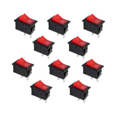 Imagem de Interruptor Gangorra Vermelho De 2 Pinos 250V 6A 125V 10A SPST 2 Posiç