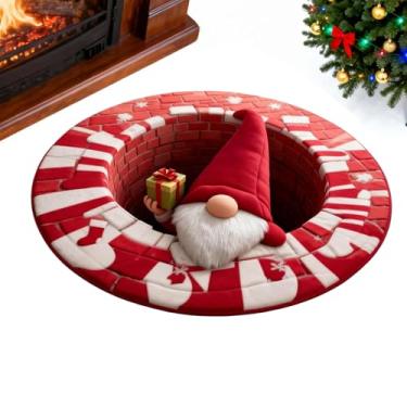 Imagem de Tapetes de Natal 3D Ilusão de Óptica - Tapete antiderrapante Tapete decorativo de Natal para ambientes internos, tapetes redondos de festivo, para sala de estar, sala de jantar, escritório