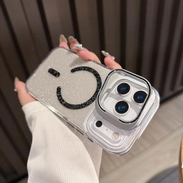 Imagem de Capa de luxo transparente e brilhante à prova de choque para iPhone 17, 16, 15, 14, 13 Pro Max e 17 Air Plus (para iPhone 16e/Preto)