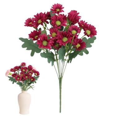 Imagem de Flores falsas, plantas artificiais, buquê de camomila falsa - decoração de casa para vaso de plantas, pátio, jardim, janela, quintal, quintal, guirlanda, hotel de férias