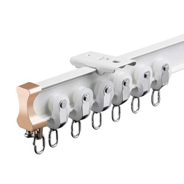 Imagem de Trilho de cortina curvado flexível para divisórias de quarto e chuveiros - suporte de teto e parede, varão de cortina branco ajustável de 5,6 m para janelas de sacada e trailers