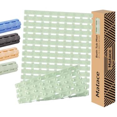 Imagem de Tapete de banheira antiderrapante - para interior da banheira e chuveiro, grande 101 x 40 cm, ventosas fortes 261, superfície texturizada macia, drenagem rápida e secagem rápida, tapete de segurança