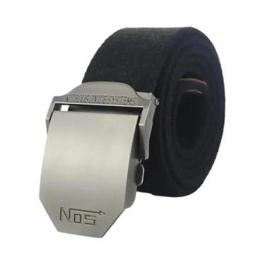 Imagem de Cinto De Lona Preto Para Homens Com Fivela De Metal De Luxo, Cinto Tát