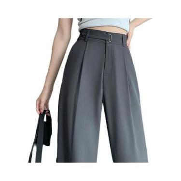 Imagem de Calças Femininas De Cintura Alta E Perna Larga, Elegantes E Casuais Pa
