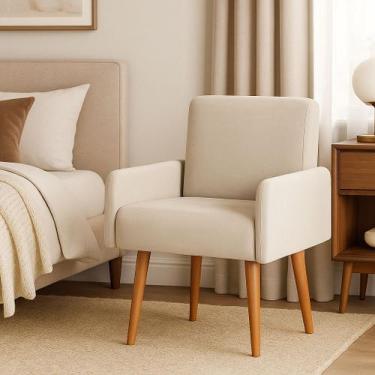 Imagem de Poltrona Rebeka De Veludo Luxo Sala Quarto Recepção Pés De Madeira - B