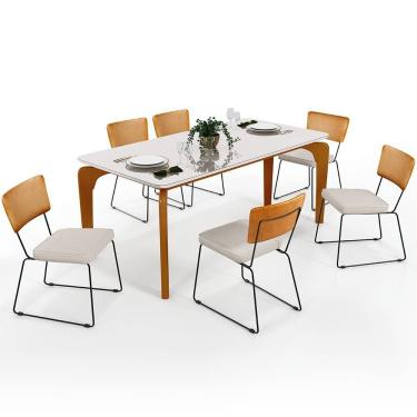 Imagem de Mesa De Jantar Capri 160cm Off White Com 6 Cadeiras WhiCru