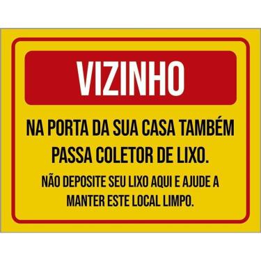 Imagem de Kit 10 Placa Acm Vizinho Porta Casa Coletor Lixo 18X23