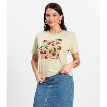 Imagem de Camiseta Manga Curta Feminina Meia Malha Rovitex Verde, P, Verde