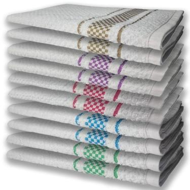 Imagem de 10 Panos De Prato Atoalhado Felpudo Premium Vd+az+rs+rx+mr