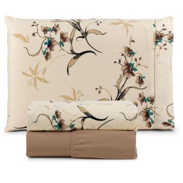 Imagem de Jogo de Cama Solteiro 3 Peças Liso 100% Algodão 180 Fios  Toque Macio 