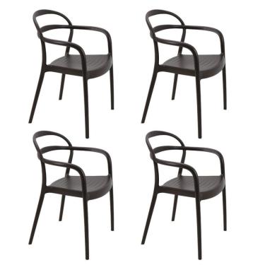 Imagem de Kit 4 Cadeiras Tramontina Sissi Em Polipropileno E Fibra De Vidro Com Braços Marrom 92045109