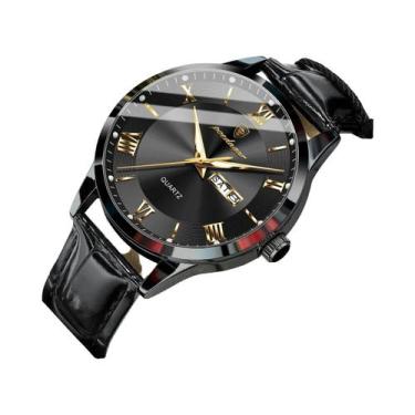 Imagem de Relógio De Quartzo Masculino À Prova d'Água Em Couro Com Data E Dia Da