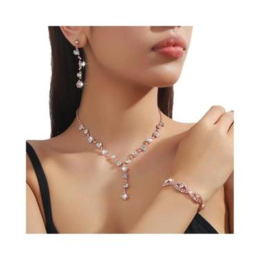 Imagem de Conjunto De Joias Femininas Com 4 Peças, Colar, Brincos, Pulseira, Ace