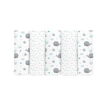 Imagem de Fralda Prime de Pano para Bebê 70 cm x 70 cm Baby Joy, Baleia e Poás