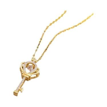 Imagem de Colar Feminino Romântico Com Pingente De Chave Coração Aberto Em Aço I