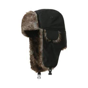 Imagem de Chapéu Ushanka Masculino De Inverno Estilo Militar Com Forro De Pele E
