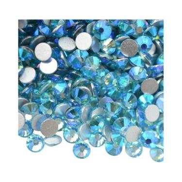 Imagem de Strass De Vidro AB Aquamarine Com Base Reta Para Artesanato, Unhas, Ar