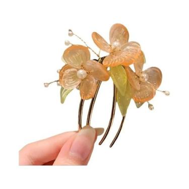 Imagem de Pente De Cabelo Elegante Vintage Com Flor De Vidro Estilo Chinês Para 